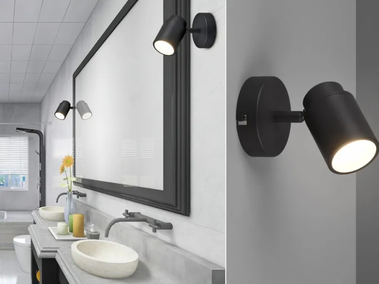 Wandstrahler Badezimmerlampe Schwarz, Tiefe 15,5cm inkl. GU10 LED