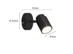 Wandstrahler Badezimmerlampe Schwarz, Tiefe 15,5cm inkl. GU10 LED