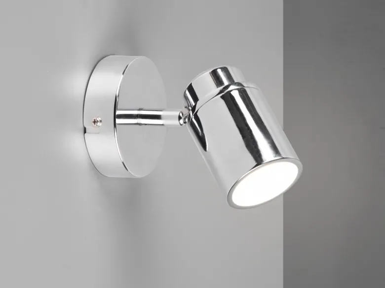 Wandstrahler Badezimmerlampe ANGELO Silber Chrom, Höhe 15,5cm