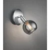 Wandstrahler BREST 1-flammig Chrom mit Rauchglas, Breite 9cm