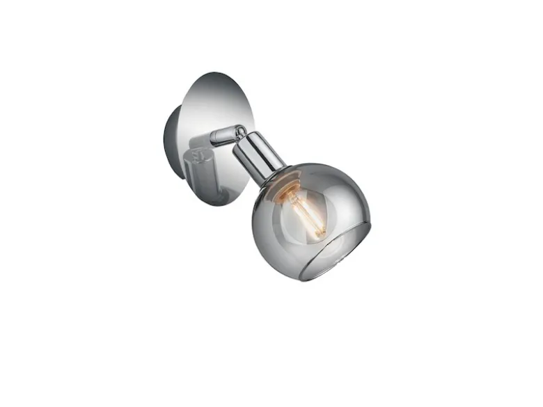 Wandstrahler BREST 1-flammig Chrom mit Rauchglas, Breite 9cm