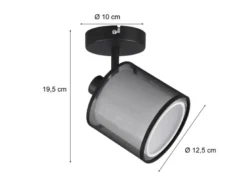Wandstrahler BURTON Organza 2-lagig Schwarz innen Weiß, Breite 12,5cm