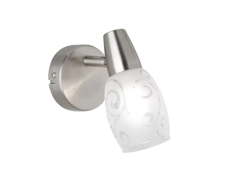 Wandstrahler COLMAR Metall Silber matt mit Dekorglas satiniert, Breite 8cm