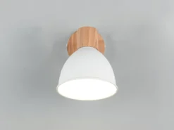 Wandstrahler DELUME aus Metall in Weiß & Holzoptik, Höhe 19cm