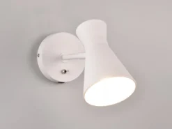 Wandstrahler ENZO Retro Weiß mit Schalter & Stecker, Breite 12cm