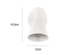 Wandstrahler ENZO Retro Weiß mit Schalter & Stecker, Breite 12cm