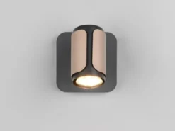 Wandstrahler GILLAN Metall Schwarz / Coffee mit Schalter, Breite 12cm