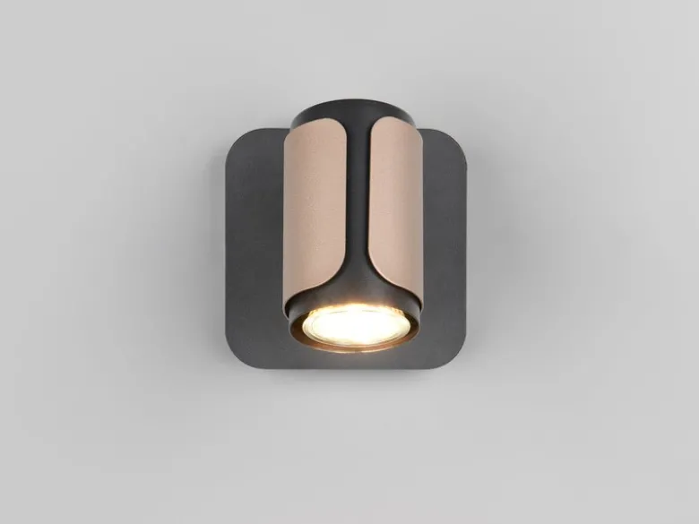 Wandstrahler GILLAN Metall Schwarz / Coffee mit Schalter, Breite 12cm