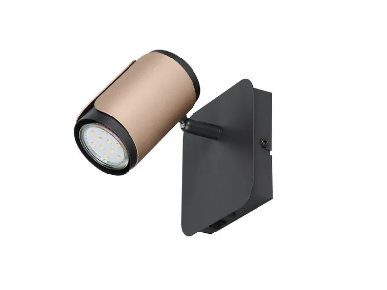 Wandstrahler GILLAN Metall Schwarz / Coffee mit Schalter, Breite 12cm