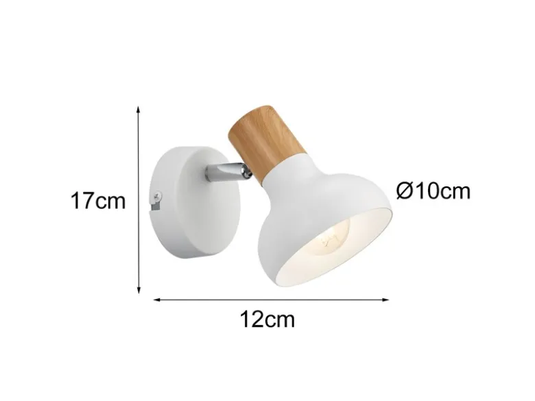 Wandstrahler LATIKA Metall Weiß mit Holzoptik, Breite 10cm