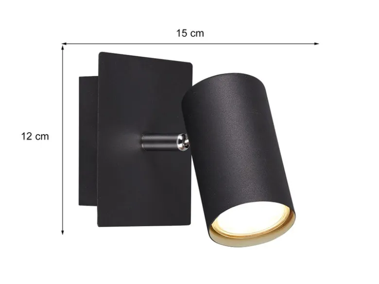 Wandstrahler MARLEY Metall Schwarz mit GU10-Sockel, Breite 12cm