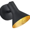 Wandstrahler Metall Schwarz / Gold mit LED dimmbar, Breite 11cm