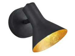 Wandstrahler Metall Schwarz / Gold mit LED dimmbar, Breite 11cm