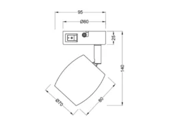 Wandstrahler NANCY mit Schalter aus Metall Schwarz, Höhe 14cm