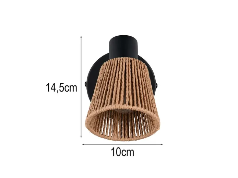 Wandstrahler NATREL mit Lampenschirm aus Papiergarn, Breite 10cm
