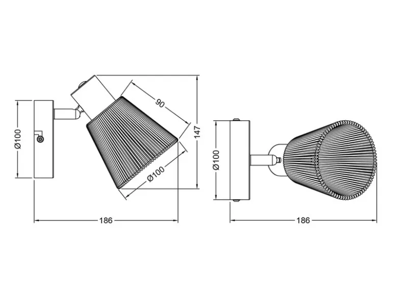 Wandstrahler NATREL mit Lampenschirm aus Papiergarn, Breite 10cm