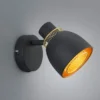 Wandstrahler PUNCH Metall Schwarz Gold mit Drahtgeflecht, Breite 10cm