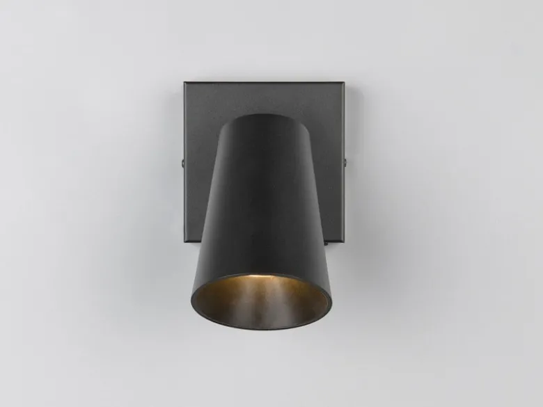 Wandstrahler SHARP Schwarz Gold mit Schalter, Breite 10cm