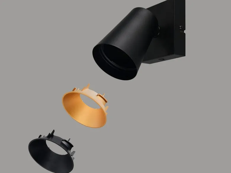 Wandstrahler SHARP Schwarz Gold mit Schalter, Breite 10cm