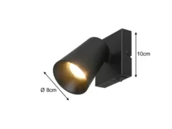 Wandstrahler SHARP Schwarz Gold mit Schalter, Breite 10cm