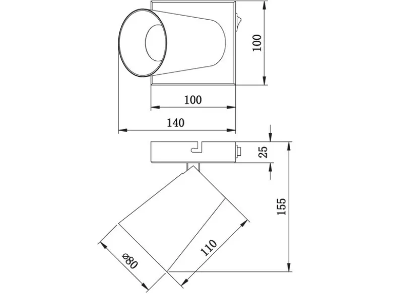 Wandstrahler SHARP Weiß Gold mit Schalter, Breite 10cm
