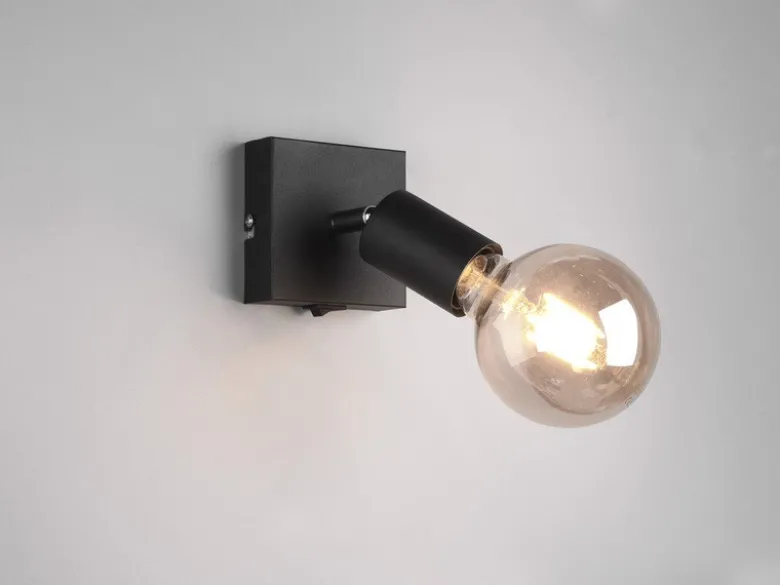 Wandstrahler Spot VANNES 1 Flammig mit Schalter, Schwarz 9x11cm