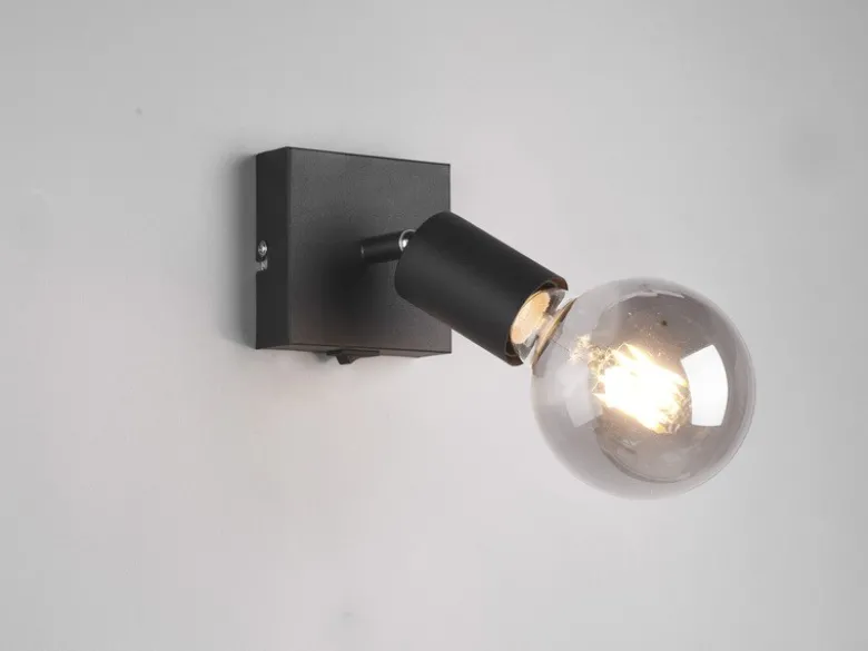 Wandstrahler Spot VANNES 1 Flammig mit Schalter, Schwarz 9x11cm