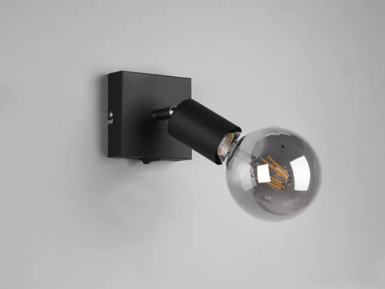Wandstrahler Spot VANNES 1 Flammig mit Schalter, Schwarz 9x11cm