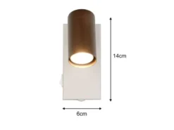 Wandstrahler TARYN Coffee / Grau mit Schalter, Breite 6cm