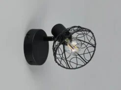 Wandstrahler YAKO Metall Schwarz mit Drahtgeflecht Lampenschirm, Höhe 14cm