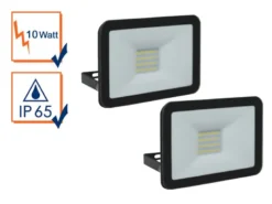 10 Watt LED Strahler ALU, 2er SET 5000 Kelvin Neutralweiß, IP65, 9x12cm
