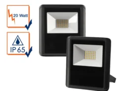 20 Watt LED Strahler ALU, 2er SET 4000 Kelvin Neutralweiß, IP65, 13x15cm