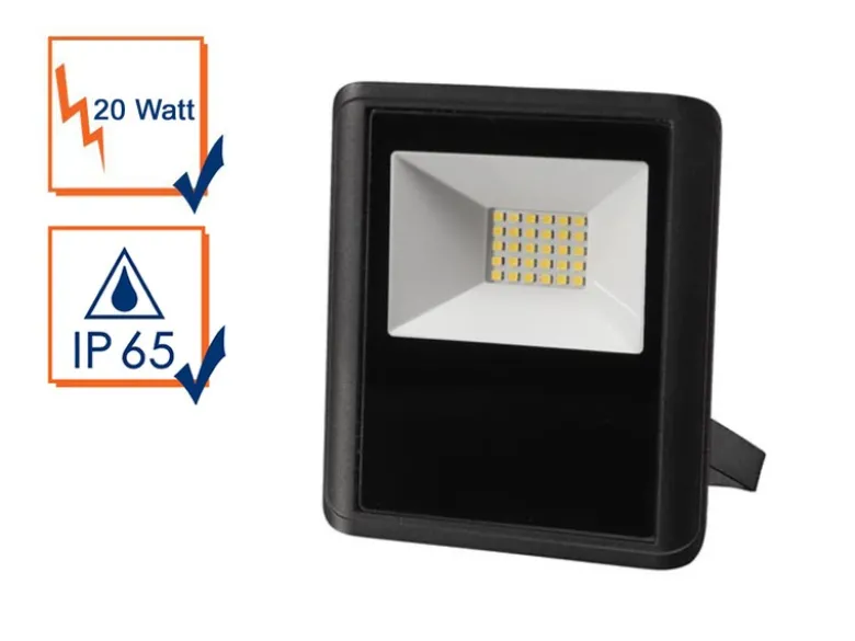20 Watt LED Strahler ALU, 4000 Kelvin Neutralweiß, IP65, 13x15cm