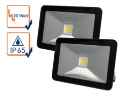 20 Watt LED Strahler 2er SET, 4000 Kelvin Neutralweiß, IP65, 13x18cm