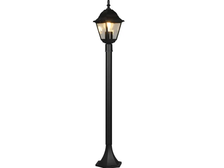 Wegeleuchte Aluminium Schwarz, Gartenlaterne mit E27 LED, Höhe 100cm