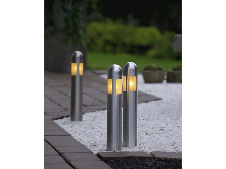 Wegeleuchte AMALFI 3er Set Edelstahl mit Erdspieß, 10m Anschlusskabel, 12V Trafo