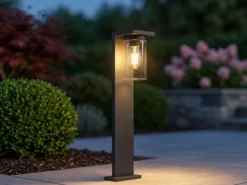 Wegeleuchte ARDILA aus Aluminium Schwarz mit E27 Glasschirm, Höhe 65cm