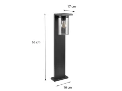 Wegeleuchte ARDILA aus Aluminium Schwarz mit E27 Glasschirm, Höhe 65cm