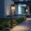 Wegeleuchte ARDILA aus Aluminium Schwarz mit E27 Glasschirm, Höhe 100cm