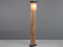 Wegeleuchte ARDILA aus Aluminium Holzoptik mit E27 Glasschirm, Höhe 100cm