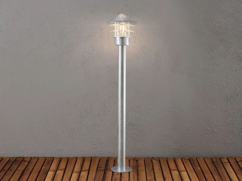 Wegeleuchte Außenlaterne MODENA aus Stahl Silber, Höhe 98cm