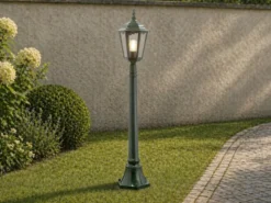Wegeleuchte aus Aluminium Grün, antike E27 Gartenlaterne, Höhe 120cm