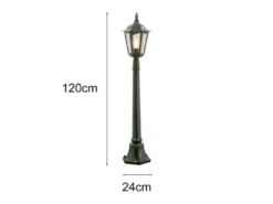 Wegeleuchte aus Aluminium Grün, antike E27 Gartenlaterne, Höhe 120cm