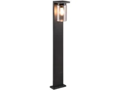 Wegeleuchte aus Aluminium Schwarz mit E27 LED & Glasschirm, Höhe 100cm