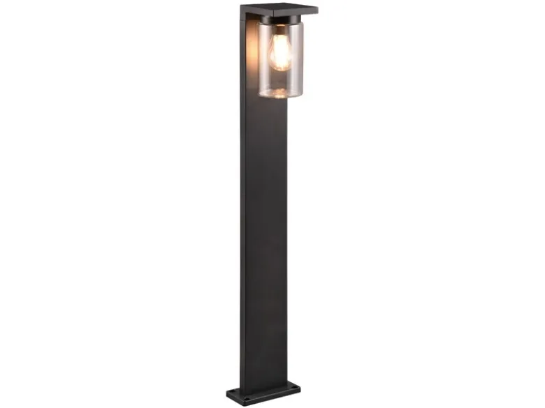 Wegeleuchte aus Aluminium Schwarz mit E27 LED & Glasschirm, Höhe 100cm