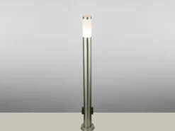 Wegeleuchte BOSTON aus Edelstahl in Silber mit zwei Steckdosen, Höhe 110cm