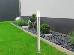 Wegeleuchte BOSTON aus Edelstahl in Silber, Höhe 110cm