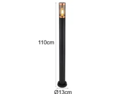 Wegeleuchte BOSTON aus Edelstahl in Schwarz & Kupfer, Höhe 110cm