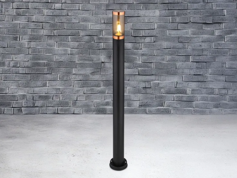Wegeleuchte BOSTON aus Edelstahl in Schwarz & Kupfer, Höhe 110cm