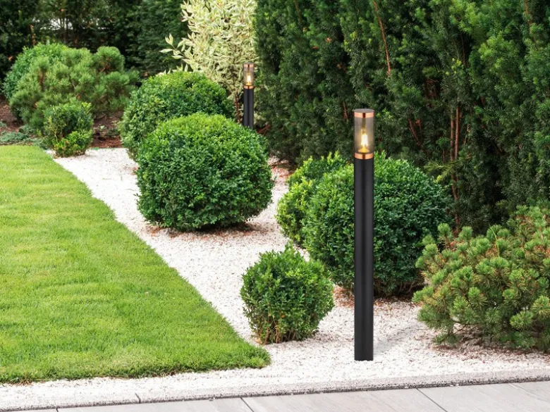 Wegeleuchte BOSTON aus Edelstahl in Schwarz & Kupfer, Höhe 110cm